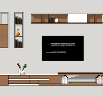 现代电视柜SU模型下载